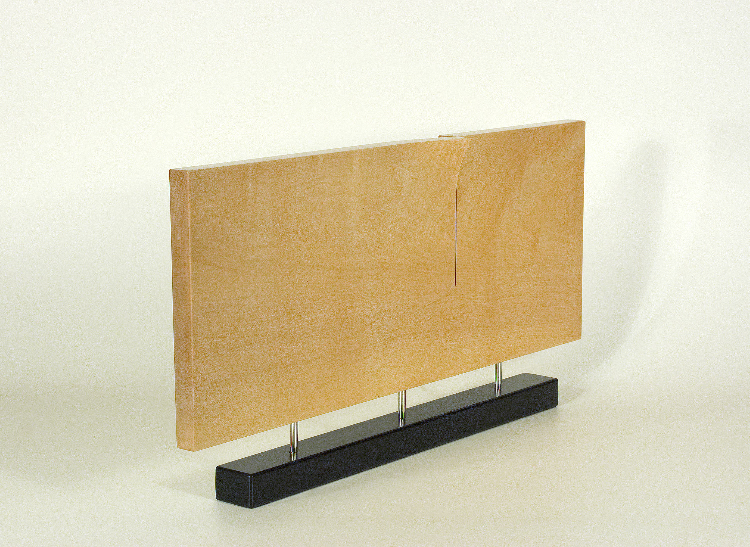 Modern sculpture in wood. Original in sycamore and stainless steel. 