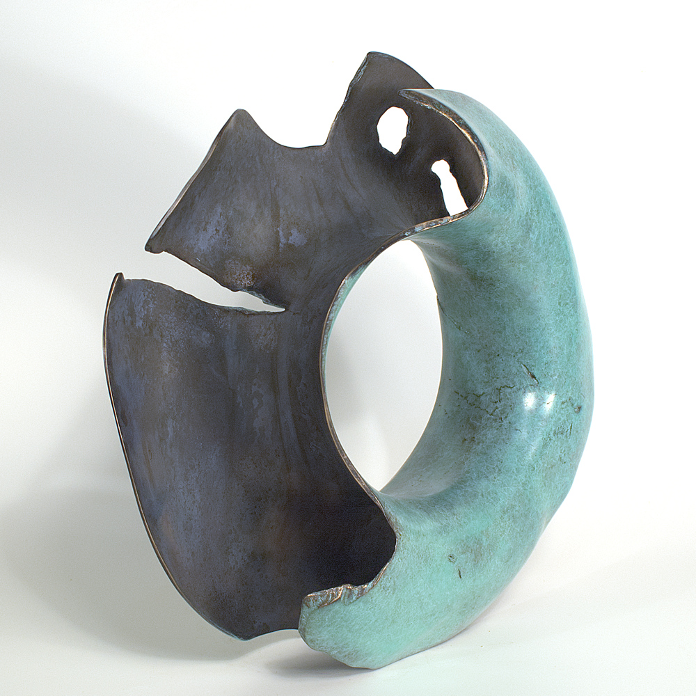 Annular form #3. Modern bronze sculpture by Steve Howlett. 2013